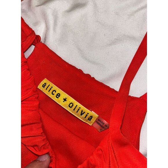 Alice + Olivia Red Sleeveless Adjustable Straps Mini Shift Dress Women's Size S - Picture 6 of 10